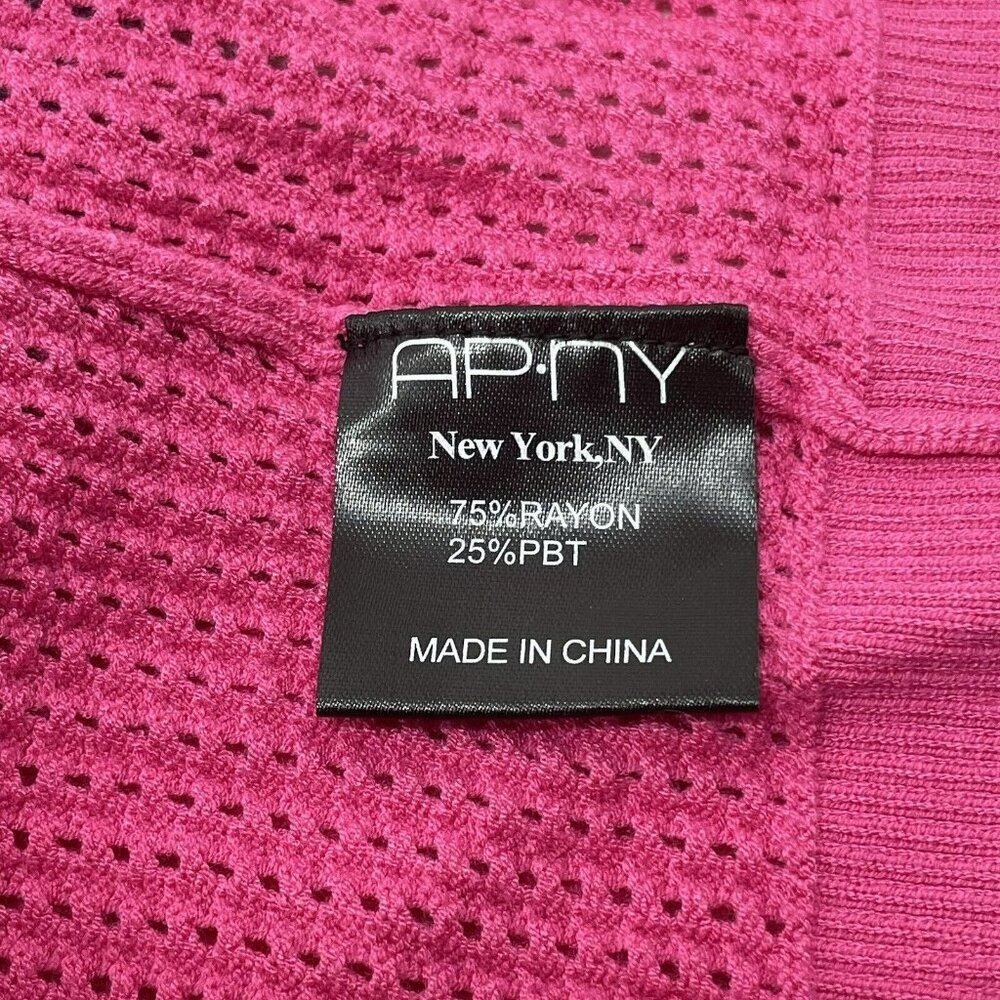 Apny Cardigan Sweater Women Size XS Pink Raspberry Waffle Mismatched Colorful - Picture 8 of 12